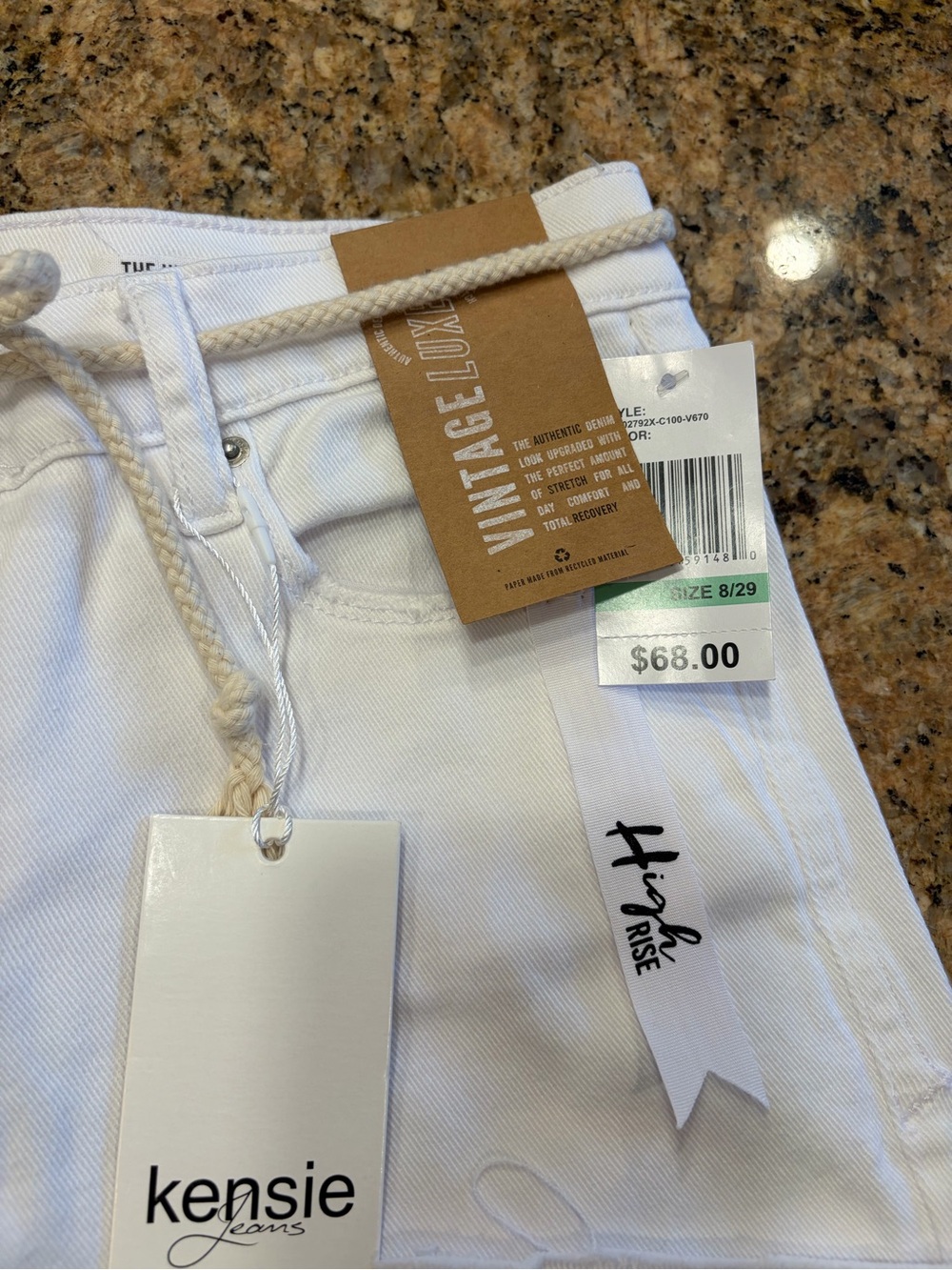 Kensie White High-Rise Jeans with Rope Drawstring - Picture 3 of 4